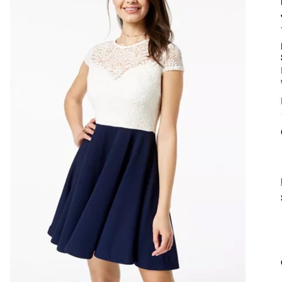 B Darlin Dresses & Skirts - Juniors navy and white lace dress